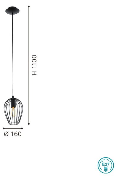 Φωτιστικό Κρεμαστό Vintage Industrial EGLO NEWTOWN 49477 D160mm