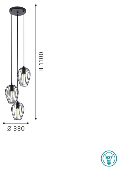 Φωτιστικό Κρεμαστό Vintage Industrial EGLO NEWTOWN 49479