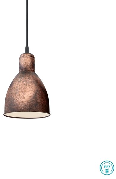 Φωτιστικό Κρεμαστό Vintage Industrial EGLO PRIDDY 1 49492 Πατίνα Χαλκού
