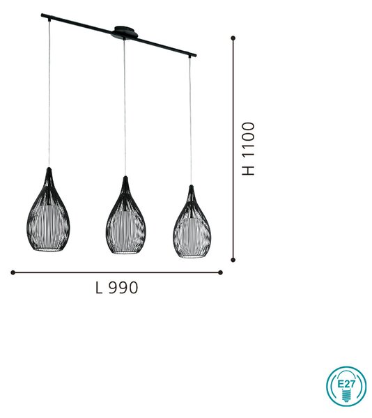 Φωτιστικό Κρεμαστό Ράγα EGLO RAZONI 94389 Μαύρο