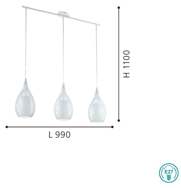 Φωτιστικό Κρεμαστό Ράγα EGLO RAZONI 94388 Λευκή