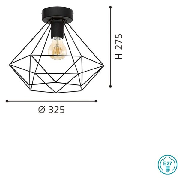 Φωτιστικό Οροφής Vintage Industrial EGLO TARBES 43004 Μαύρο