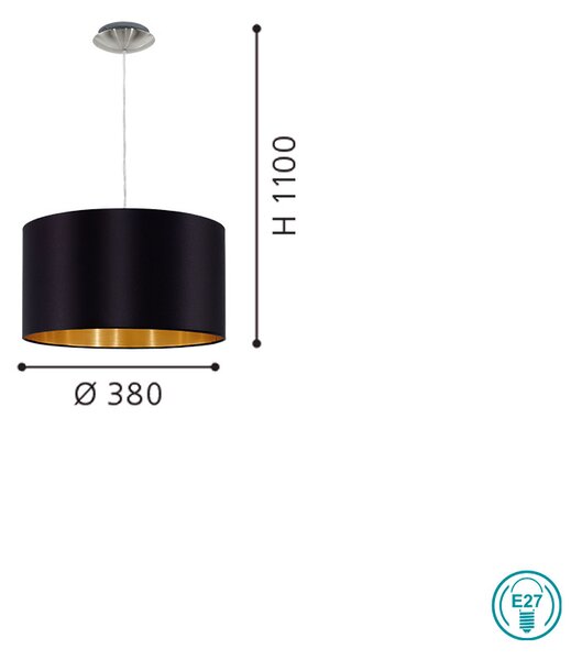 Φωτιστικό Κρεμαστό Υφασμάτινο EGLO MASERLO 31599 Μαύρο-Χρυσό D380mm