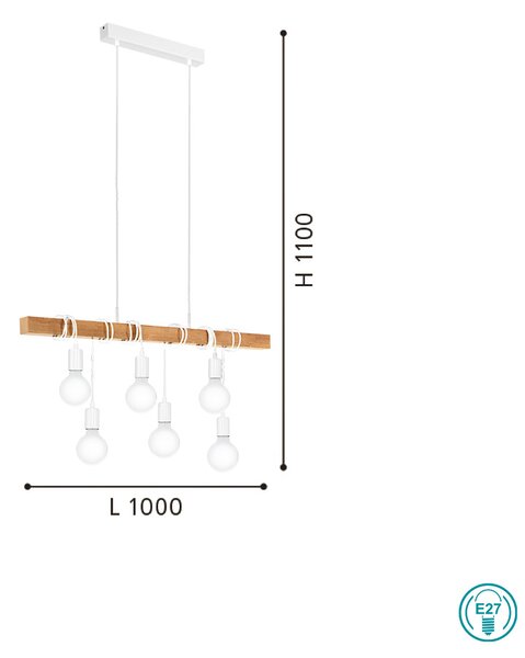 Φωτιστικό Κρεμαστό Ράγα Vintage Industrial EGLO TOWNSHEND 33165 (new 43705) Λευκό