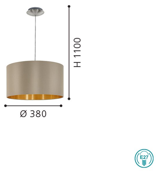 Φωτιστικό Κρεμαστό Υφασμάτινο EGLO MASERLO 31602 Τοπέ-Χρυσό D380mm
