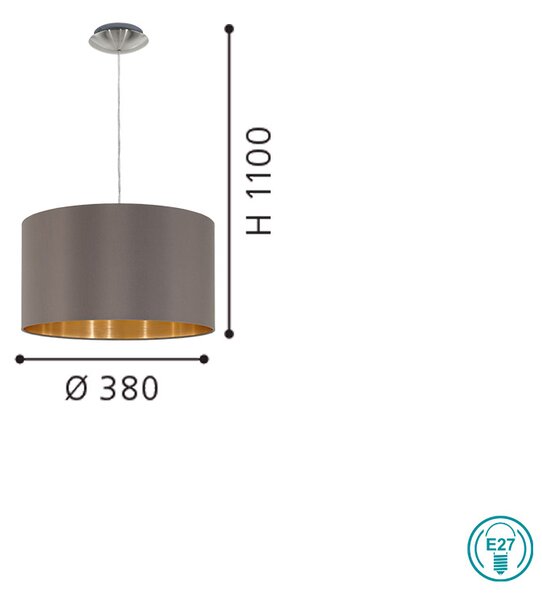 Φωτιστικό Κρεμαστό Υφασμάτινο EGLO MASERLO 31603 Καπουτσίνο-Χρυσό D380mm