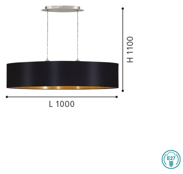 Φωτιστικό Κρεμαστό Ράγα Υφασμάτινη EGLO MASERLO 31616 Μαύρο-Χρυσό