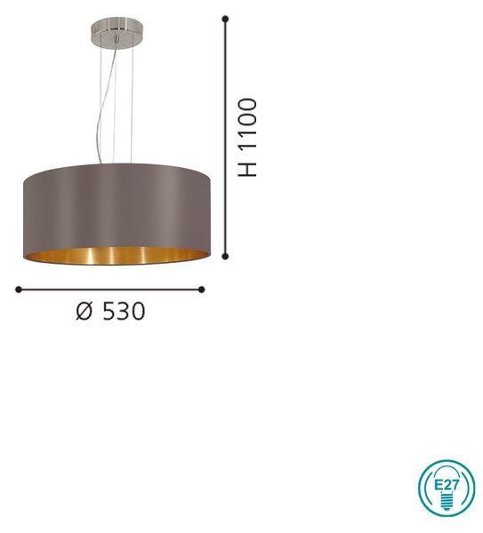 Φωτιστικό Κρεμαστό Υφασμάτινο EGLO MASERLO 31608 Καπουτσίνο-Χρυσό D530mm
