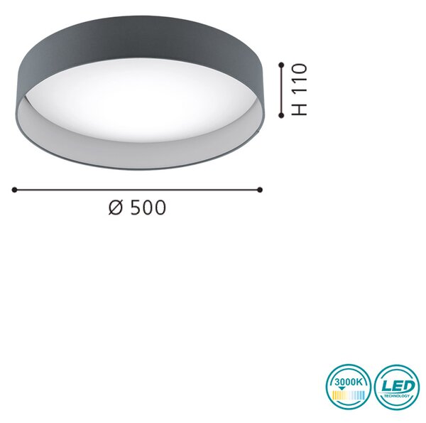 Φωτιστικό Οροφής Υφασμάτινο EGLO PALOMARO 93397 Ανθρακί D500mm