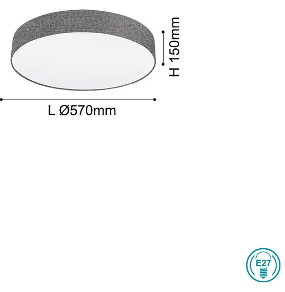Φωτιστικό Οροφής Υφασμάτινο EGLO PASTERI 97613 Γκρι Λινό D570mm