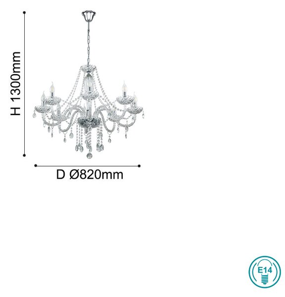 Φωτιστικό Πολυέλαιος Modern EGLO Σειράς BASILANO 1, 39101 Διάφανο, D 820mm