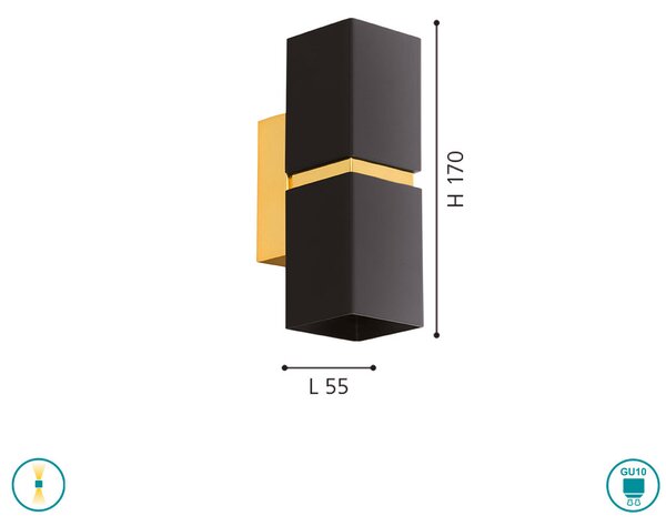 Απλίκα EGLO PASSA 95373 Μαύρο-Χρυσό