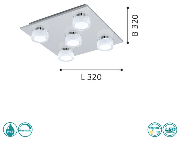 Φωτιστικό Οροφής Eglo Romendo 1 96544 Χρώμιο Dimmable