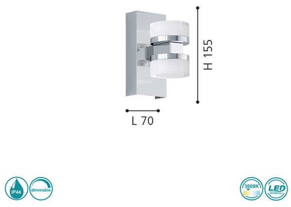 Απλίκα Eglo Romendo 1 96541 Χρώμιο Dimmable