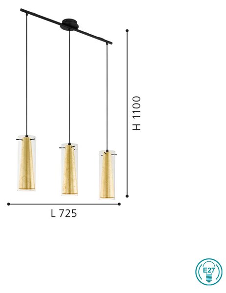 Φωτιστικό Κρεμαστό Ράγα EGLO PINTO GOLD 97652