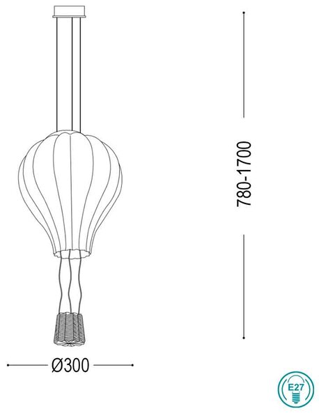 Φωτιστικό Κρεμαστό Ideal Lux Dream Big 179858 Αερόστατο