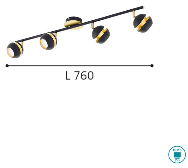 Φωτιστικό Σποτ Ράγα EGLO NOCITO 95485 Μαύρο, Χρυσό