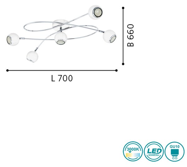 Φωτιστικό Οροφής Σποτ Eglo Locanda 94252 Λευκό, Χρώμιο
