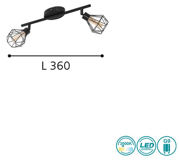 Φωτιστικό Σποτ Eglo Zapata 2 32766 Μαύρο
