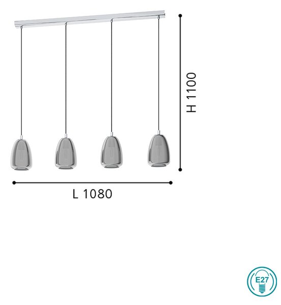 Φωτιστικό Κρεμαστό Ράγα Eglo Alobrase 98616 Χρώμιο