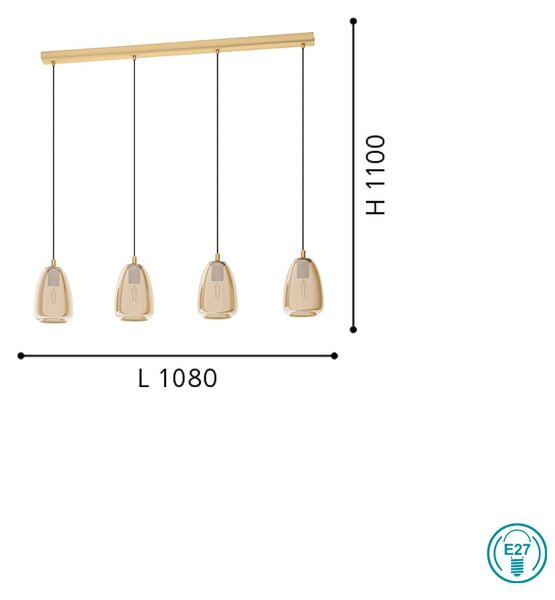 Φωτιστικό Κρεμαστό Ράγα Eglo Alobrase 98649 Επίχρυσο