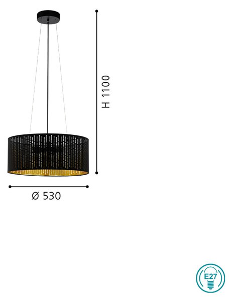 Φωτιστικό Κρεμαστό Υφασμάτινο Eglo Varillas 98313 D530mm