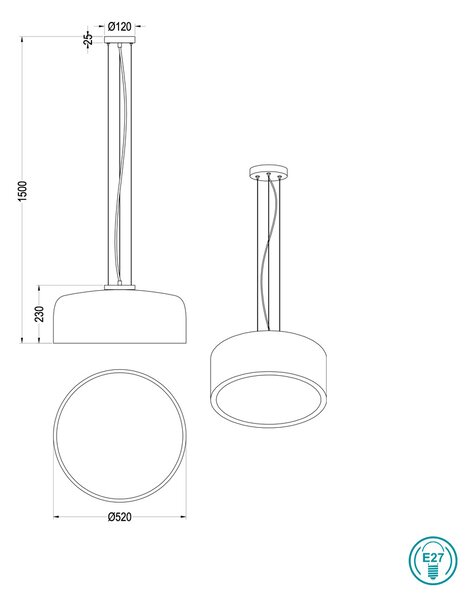 Φωτιστικό Κρεμαστό Trio Lighting Baron 309800432 Μαύρο Ματ