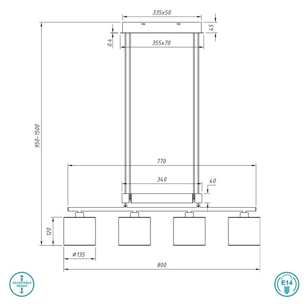 Φωτιστικό Κρεμαστό Ράγα Trio Lighting Garda 305400401 Λευκό