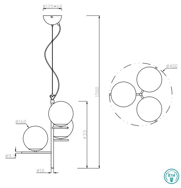 Φωτιστικό Κρεμαστό Trio Lighting Pure 302000342 Ανθρακί