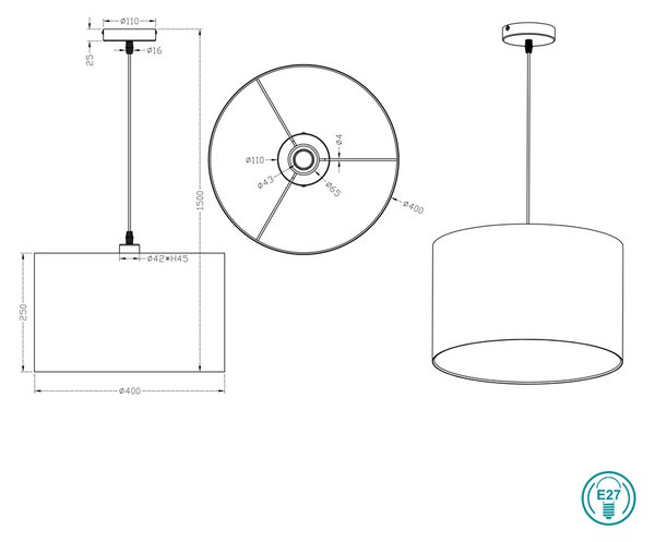 Φωτιστικό Κρεμαστό Trio Lighting Hotel 303300102 Μαύρο