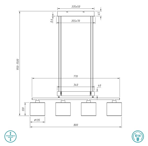 Φωτιστικό Κρεμαστό Ράγα Trio Lighting Garda 305400441 Τοπέ