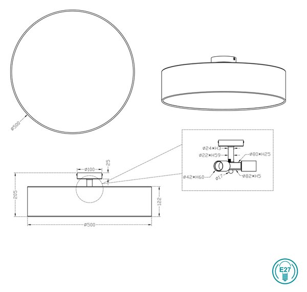 Φωτιστικό Οροφής Trio Lighting Hotel 603900302 Μαύρο