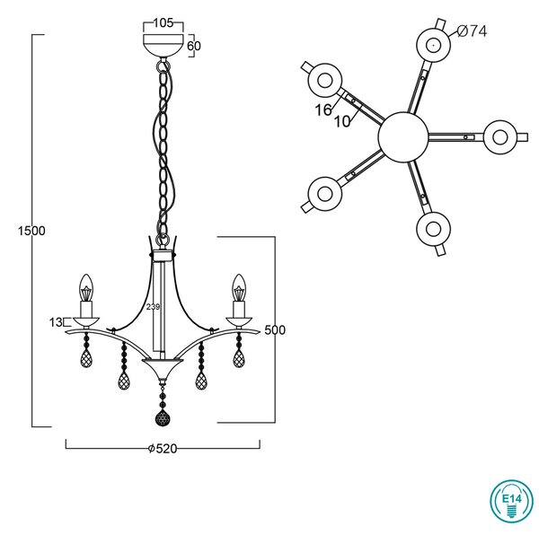 Φωτιστικό Κρεμαστό Trio Lighting Lucerna 101600506