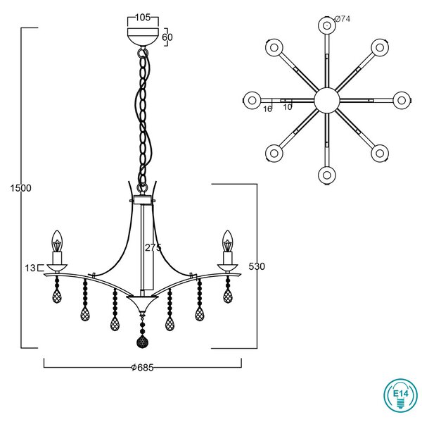 Φωτιστικό Κρεμαστό Trio Lighting Lucerna 101600806