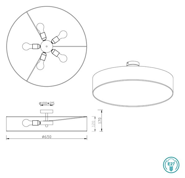 Φωτιστικό Οροφής Trio Lighting Hotel 603900502 Μαύρο