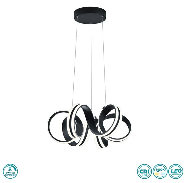 Φωτιστικό Κρεμαστό Trio Lighting Carrera 325010132 Μαύρο Ματ