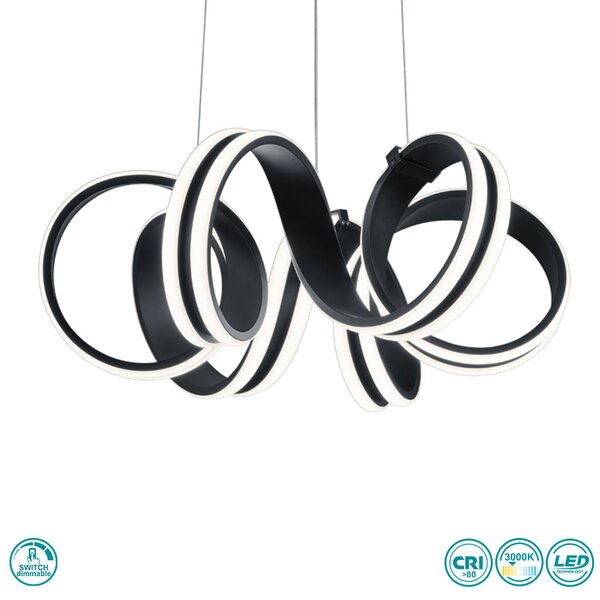 Φωτιστικό Κρεμαστό Trio Lighting Carrera 325010132 Μαύρο Ματ