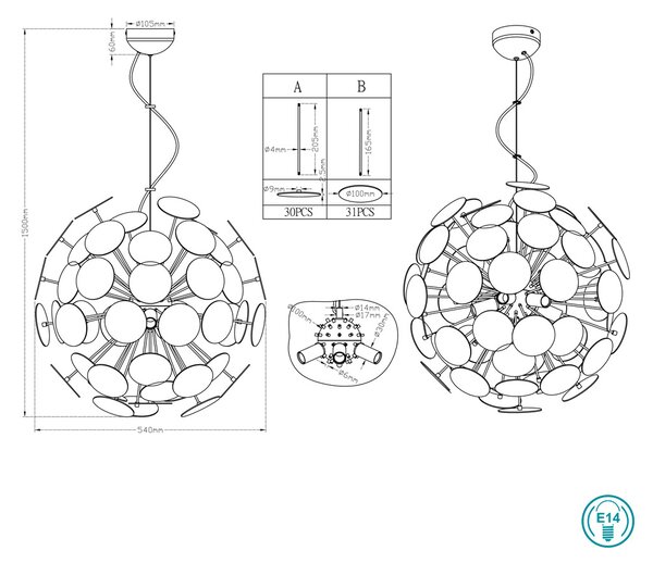 Φωτιστικό Κρεμαστό Trio Lighting Discalgo 309900631 Λευκό Ματ