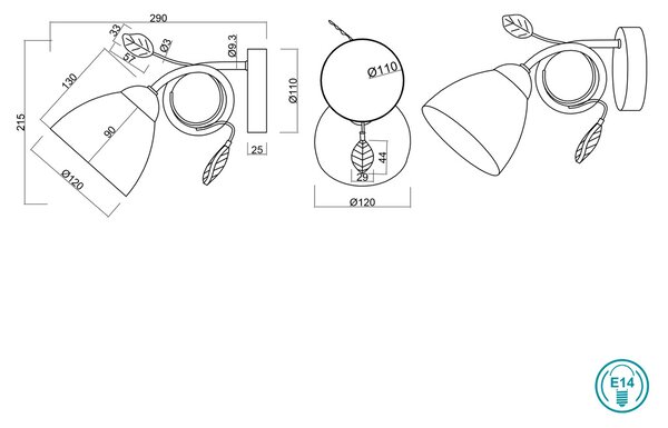 Απλίκα Trio Lighting Traditio 200700128 Πατίνα Χαλκός