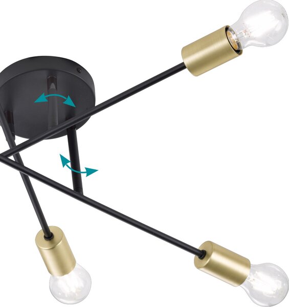 Φωτιστικό Οροφής Trio Lighting Cross 606700632 Μαύρο Ματ με Χρυσό Ματ