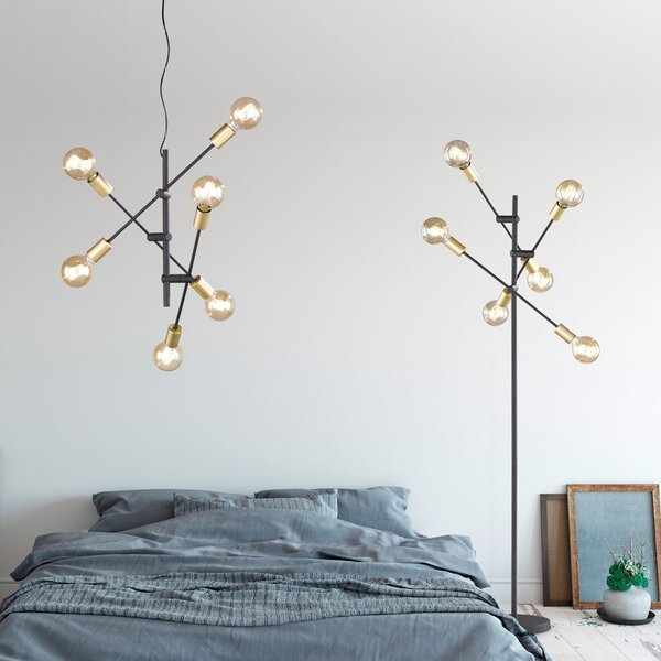 Φωτιστικό Οροφής Trio Lighting Cross 606700632 Μαύρο Ματ με Χρυσό Ματ