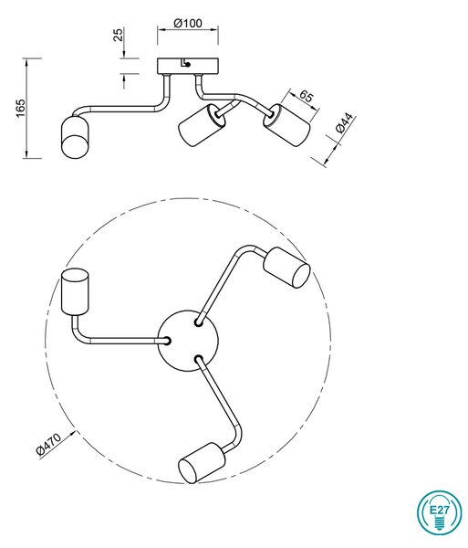 Φωτιστικό Οροφής Trio Lighting Diallo 608000332 Μαύρο Ματ