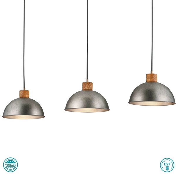 Φωτιστικό Κρεμαστό Vintage Trio Lighting Delhi 303400367 Νίκελ Αντικέ