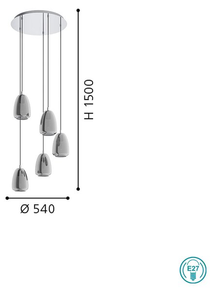 Φωτιστικό Κρεμαστό Eglo Alobrase 98617 Χρώμιο