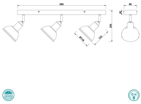 Σποτ Vintage Trio Lighting Delhi 803400367 Νίκελ Αντικέ