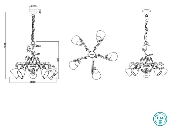 Φωτιστικό Κρεμαστό Trio Lighting Traditio 110700528 Πατίνα Χαλκού