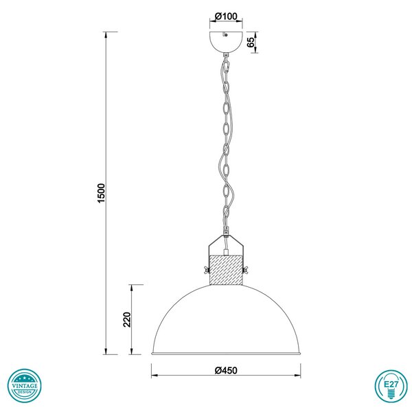 Φωτιστικό Κρεμαστό Vintage Trio Lighting Delhi 303400167 Νίκελ Αντικέ