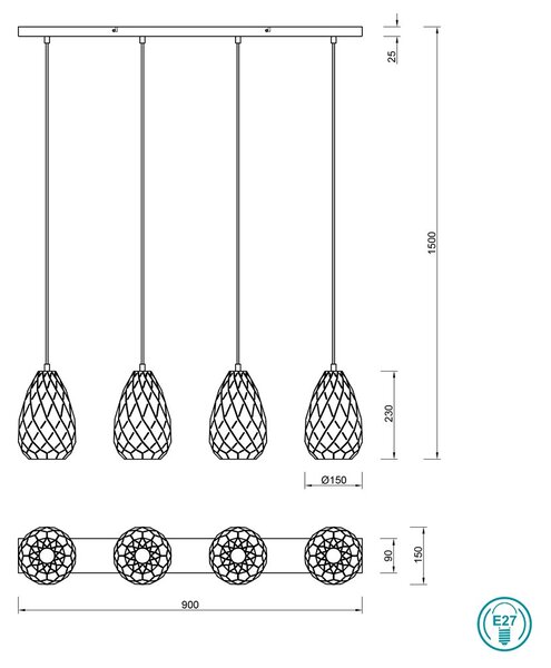 Φωτιστικό Κρεμαστό Trio Lighting Onyx 301300442