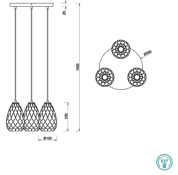 Φωτιστικό Κρεμαστό Trio Lighting Onyx 301300342