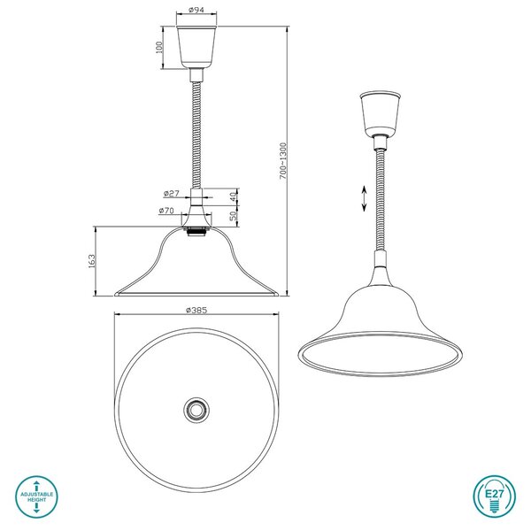 Φωτιστικό Κρεμαστό Trio Lighting Viola 301700107 Νίκελ Ματ